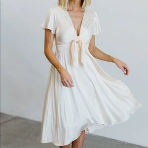 Ivory Satin Midi Dress